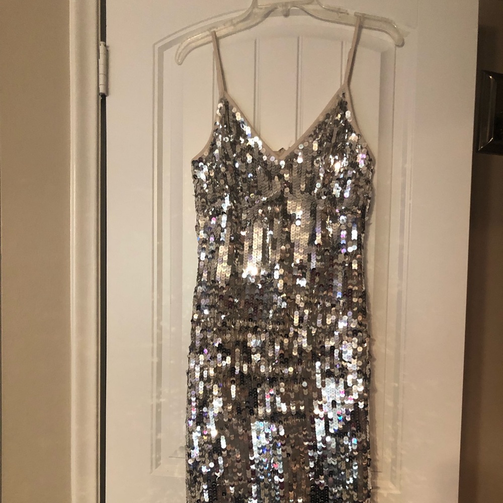 Silver Sequin Bodycon Midi